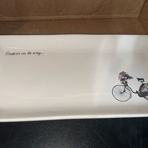 Rae Dunn White Tray with Bicycle and Floral Design